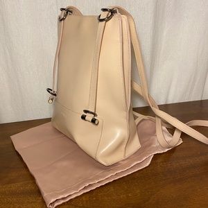 Furla Light pink calves skin leather snap top backpack/satchel